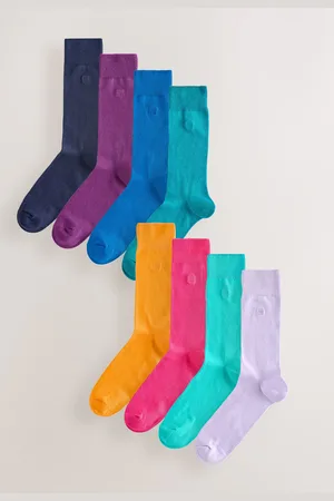 Next Bright /Purple/Orange 8 Pack Embroidered Lasting Fresh Socks