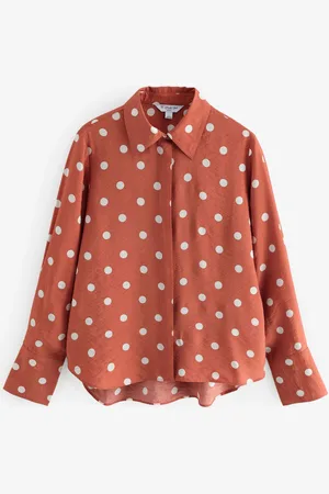 Next Orange Spot Print Long Sleeve Button Down Shirt