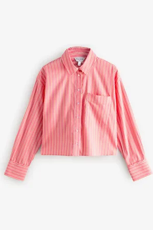 Next Stripe Oversized Long Sleeve 100% Cotton Cropped Shirt