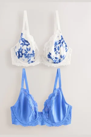 Next Print/Plain DD+ Non Pad Plunge DD+ Non Pad Full Cup Wired Plunge Microfibre Lace Bras 2 Pack