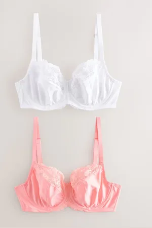 Next Coral/Ecru 2 Pack DD+ Non Pad Wired Full Cup Microfibre Lace Bra