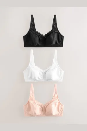 Next /White Total Support Cotton & Lace Non Wire Bra 3 Pack