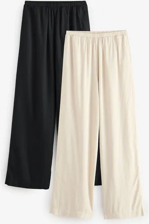 Next /Natural Wide Leg Trousers 2 Pack with Linen