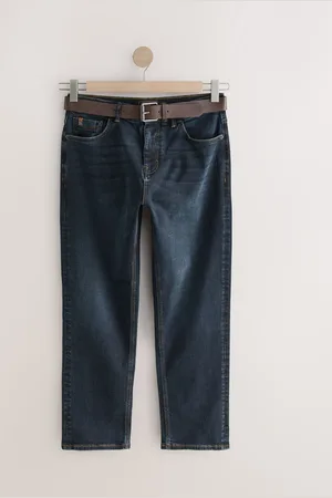 Next Ink Straight Fit Signature Belted Jeans