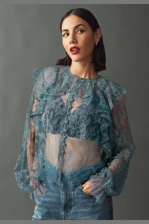 Next Ruffle Lace Long Sleeve Blouse