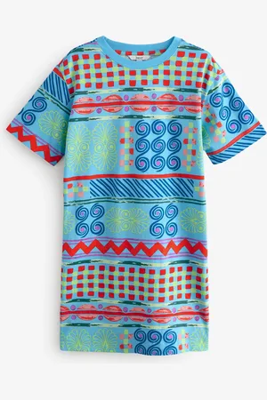 Next Multi Print Graphic 100% Cotton T-Shirt Dress