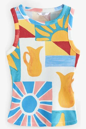 Next /Yellow Ribbed Racer Tank Vest Sleeveless Top