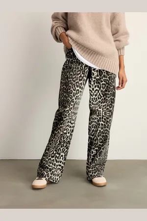Next Leopard Print 100% Cotton Wide Leg Jeans