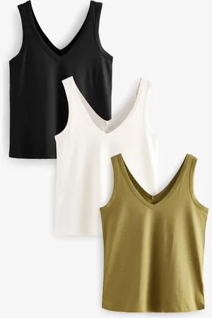 Next White/ /Grey Marl Modal Slouch Vests 3 Pack