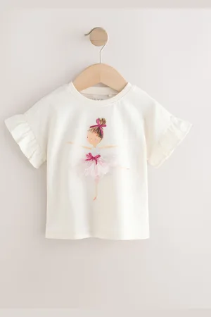Next Ecru Ballerina 100% Cotton Frill Short Sleeve Top (3mths-7yrs)