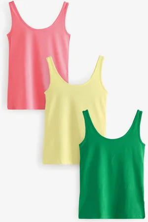 Next Green/ /Yellow Built Up Thick Strap Vests 3 Pack