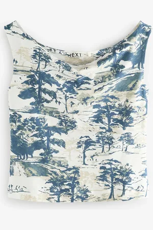 Next Ecru/ Scenic Print Open Neck Vest