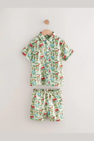 Next Farm All Over Printed Linen Blend Shirt & Shorts Set (3mths-7yrs)