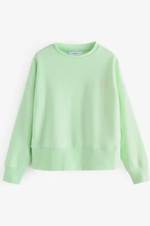 Next Graphic Fluro Raw Hem Detail Washed 100% Cotton Crew Neck Sweatshirt