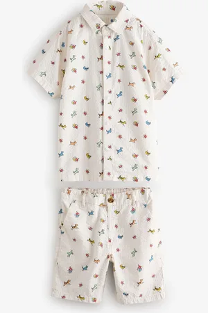 Next All Over Printed Dog Shirt & Shorts 100% Cotton Set (3mths-7yrs)