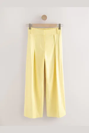 Next Yellow Elastic Back Wide Leg Trousers with Linen