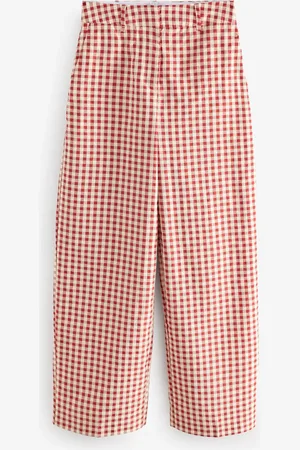 Next Red Gingham Check Relaxed Wide Leg Trousers