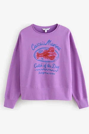 Next Purple Graphic Beaded Lobster 100% Cotton Crew Neck Longsleeve Sweat Top