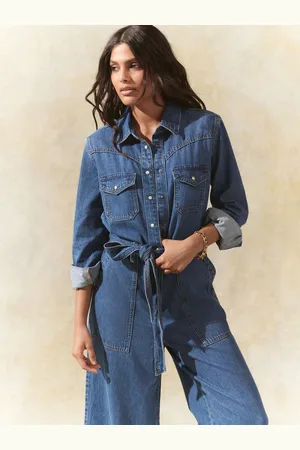 Next Mid Western Denim 100% Cotton Jumpsuit