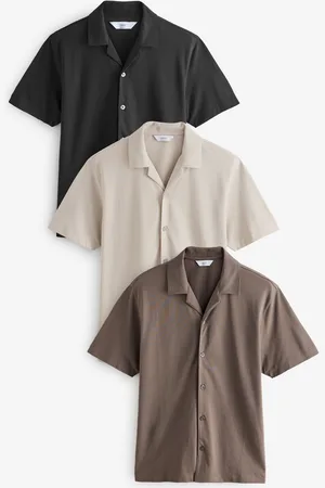 Next / Neutral / White Short Sleeve Pique Shirts 3 Pack