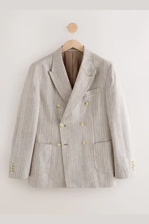 Next Regular Fit Linen Blend Stripe Blazer