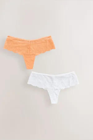 Next Orange/ Lace Thongs 2 Pack