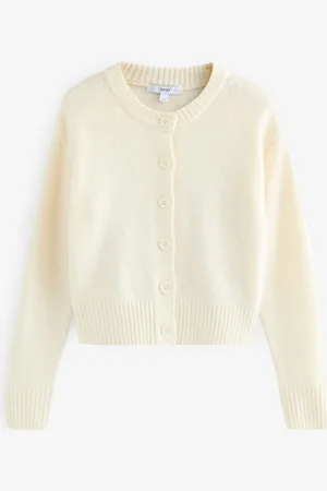 Next /Ecru Crew Neck Knitted Cardigan