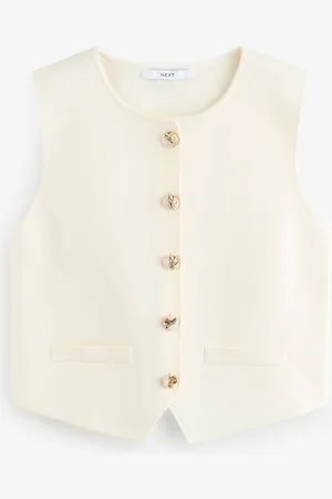 Next /Ecru Smart Button Front Waistcoat