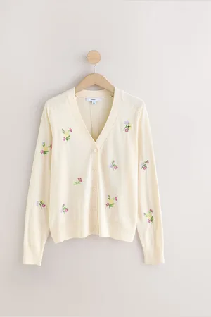 Next Floral Embroidery Soft Touch Button Up Knitted Cardigan