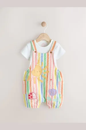 Next Multi Baby Short Sleeve Bodysuit and Dungarees Set (0mths-2yrs)