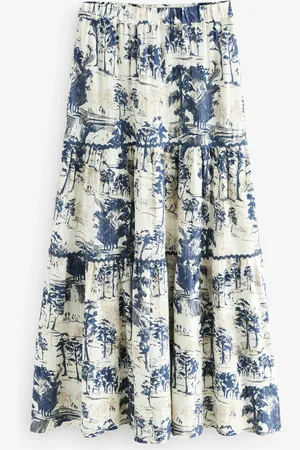 Next /Cream 100% Cotton Tiered Maxi Skirt