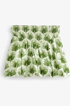 Next Leaf Print 100% Cotton Bubble Hem Mini Skirt