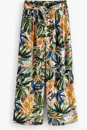 Next Floral Print Tie Waist Wide Leg Trousers