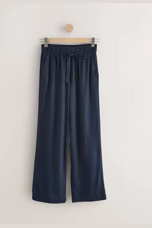 Next Tie Waist Wide Leg Linen Blend Trousers