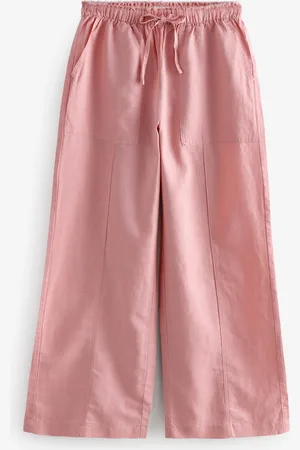 Next Blush Wide Leg Pull-On Linen Blend Trousers