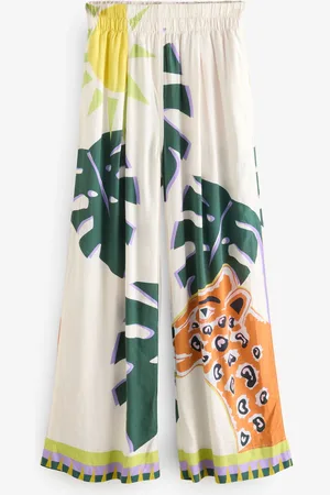 Next Wide Leg Elastic Waist Trousers with Linen