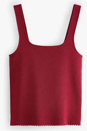 Next Red Square Neck Scalloped Edge Knitted Vest