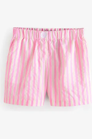 Next Pink/ Stripe Cotton Rich Pull On Shorts