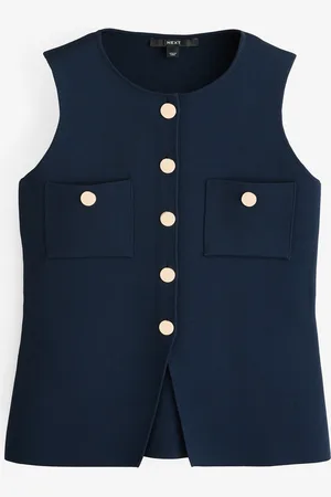 Next Blue Smart Knitted Button Waistcoat Top
