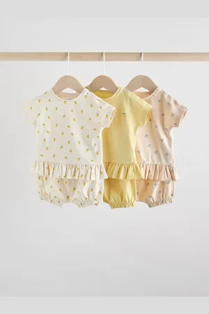Next Yellow/ Fruit Baby Short Sleeve 100% Cotton Top and Shorts Set