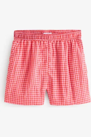 Next Gingham Textured Crinkle Elasticated Waist Shorts