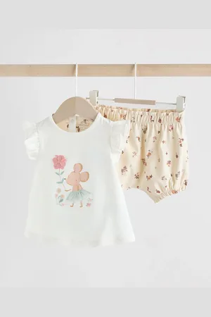 Next Ecru Short Sleeve Baby Top & Shorts Set 2 Piece