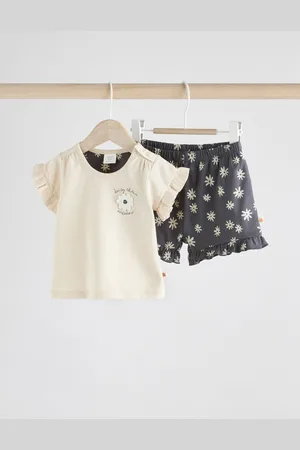 Next /White Flower Short Sleeve Baby Top & Shorts Set 2 Piece