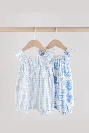 Next Floral Print 100% Cotton Baby Rompers 2 Pack