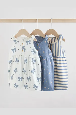 Next Stripe and Bow Printed 100% Cotton Baby Jersey Rompers 3 Pack