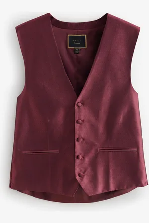 Next Dark Red Textured Silk Waistcoat