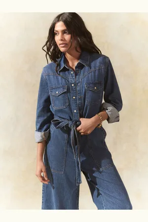 Next Mid Western Denim 100% Cotton Jumpsuit