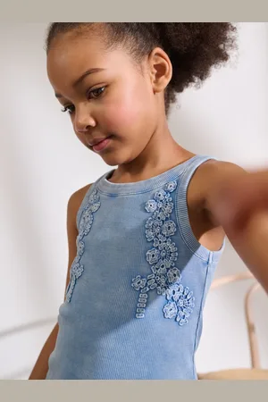 Next Floral Crochet Rib Vest (3-16yrs)
