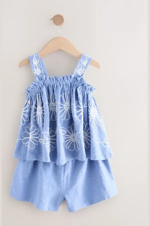 Next Floral Embroidered Vest & Shorts Set (3-16yrs)