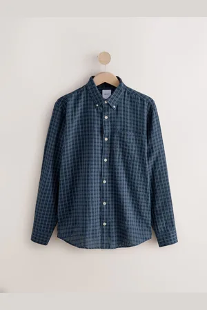 Next Blue Check Long Sleeve 100% Cotton Shirt